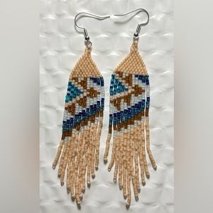 Handcrafted beaded earrings with fringe